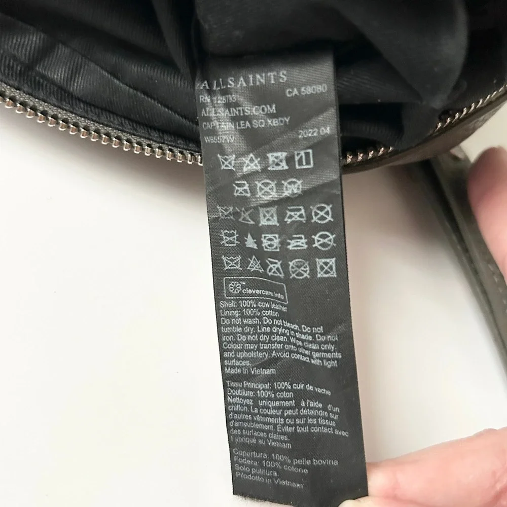 AllSaints Captain Crossbody Bag 100% Cow Leather Grey Small Adjustable Strap